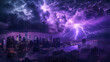 © Natalina - Lightning storm over city in purple light