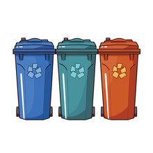 illustration of three dustbins on a white backgroun