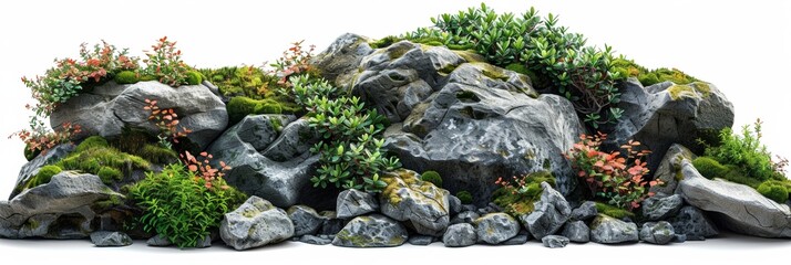 Poster - A textured stone with vibrant green moss, set against a natural backdrop, showcasing the beauty of nature.