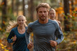 © ADDICTIVE STOCK - Group of friends enjoying a forest run in autumn. Generative AI image
