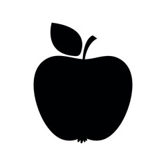 Wall Mural - apple fruit black silhouette, simple flat black filled vector icon, symbol of fertility