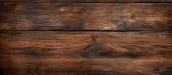 Poster - A closeup shot featuring a brown hardwood plank table with a beautiful wood stain pattern, set against a blurred background