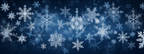 Fototapeta  - Intricate Snowflake Patterns on a Cool Blue Backdrop