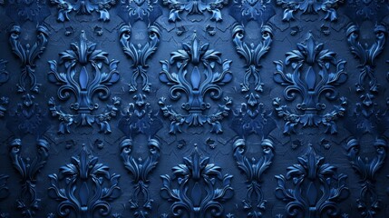 Poster - A blue background with ornate designs on it, AI