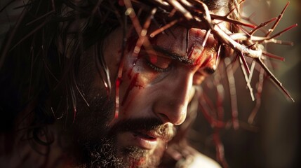 Jesus Christ with a crown of thorns generative ai