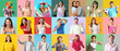 © Pixel-Shot - Set of happy people on color background