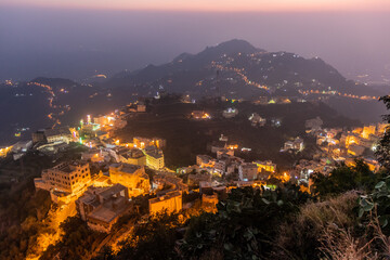 Wall Mural - Evening aerial view of Fayfa town, Saudi Arabia