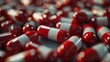 White and red capsules, pharmaceutical concept generative ai