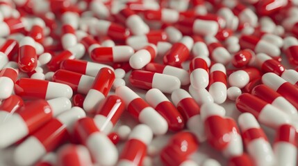 Wall Mural - White and red capsules, pharmaceutical concept generative ai