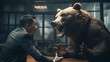 熊と戦うビジネスマン「AI生成画像」