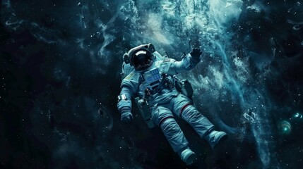 Wall Mural - astronaut floating in space generative ai