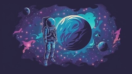 Wall Mural - astronaut contemplating space generative ai
