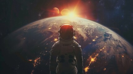 Wall Mural - astronaut contemplating space generative ai