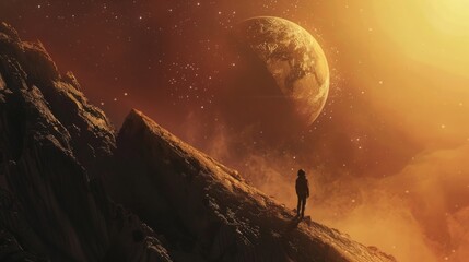Wall Mural - astronaut contemplating space generative ai