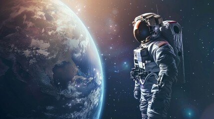 Wall Mural - astronaut contemplating space generative ai