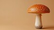 Serene pastel background with hydnum repandum hedgehog mushroom for a peaceful touch