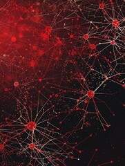 Wall Mural - Abstract Network Connections on Red Background - Intricate network of connections on a dark red background illustrating concepts of data and communication