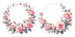 Pink rose wreath watercolor illustration material set