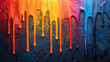 Rainbow of Paint Dripping Down a Wall