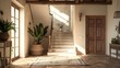 staircase apartment beam contemporary ethnic floor hall