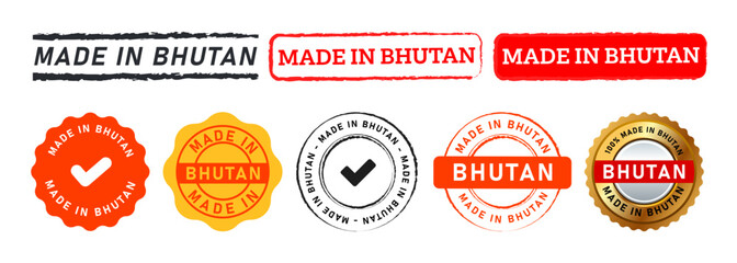 made in bhutan rectangle and circle stamp label sticker sign mark product industry