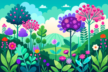 Poster - verbena flower garden background is