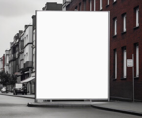 Poster - White Billboard Mockup of a Large Advertising Poster on the Street extreme closeup. Generative AI
