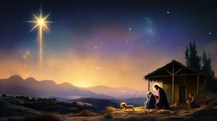 Wall Mural - Holy family sunset