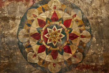 Wall Mural - A pattern of mandala with circular symbols of harmony, balance, and spirituality in a painting or a tattoo