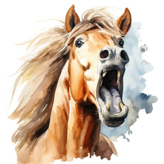 Cute horse in watercolor painting style