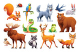 Fototapeta Pokój dzieciecy - Set of woodland forest animals. Vector cartoon illustration
