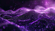 Purple waves from energy particles magical glowing high tech futuristic light dots abstract background.