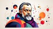 Galileo Galilei Abstract colorful geometric shapes background. Digital painting. Vector illustration from Generative AI