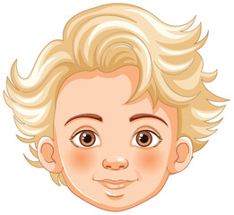 Sticker - Cartoon of a cheerful young boy with blonde hair.