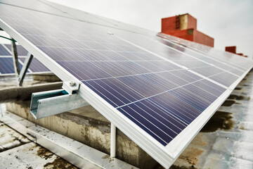 Wall Mural - Solar photovoltaic power generation built on factory roof