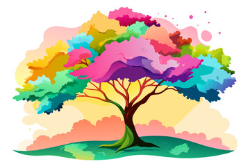 Wall Mural - watercolors background is tree