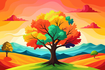 Wall Mural - watercolors background is tree