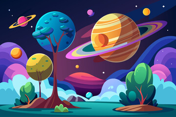 Wall Mural - planets background is tree