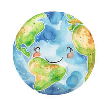 Cute Planet Vector Illustration In Watercolour Style