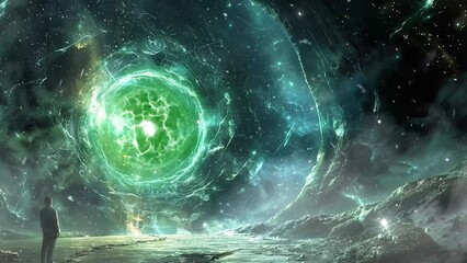 Wall Mural - galactic rift odyssey interdimensional being material. seamless looping overlay 4k virtual video ani