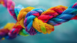 colorful fiber ropes in a knot