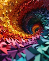 Wall Mural - A colorful spiral made of paper triangles. Generative AI.