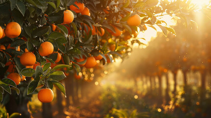 Sticker - The soft morning light casts a gentle radiance on an orange tree branch