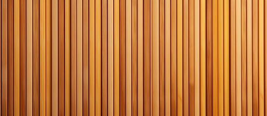 Poster - A closeup of a wooden wall with a striped pattern in shades of brown, amber, and peach. The symmetrical design creates a visually appealing texture with hints of magenta and touches of metal