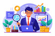 manager auditing business data concept flat illust