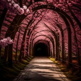 Fototapeta  - A close-up of pink blossoms in the enchanting tunnel, their vibrant colors and textures captured in exquisite detail.    