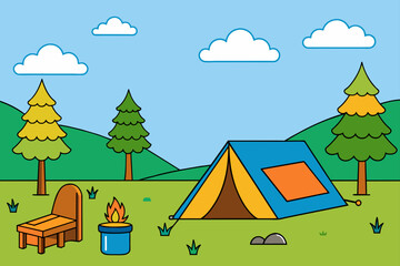 Wall Mural - camping background is tree