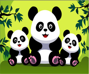 Wall Mural - pandas cute background is tree