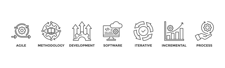 Scrum development banner web icon vector illustration concept with icon of agile, methodology, development, software, iterative, incremental and process