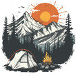 Adventure Camping designs for Tshirt print on demand on white background.